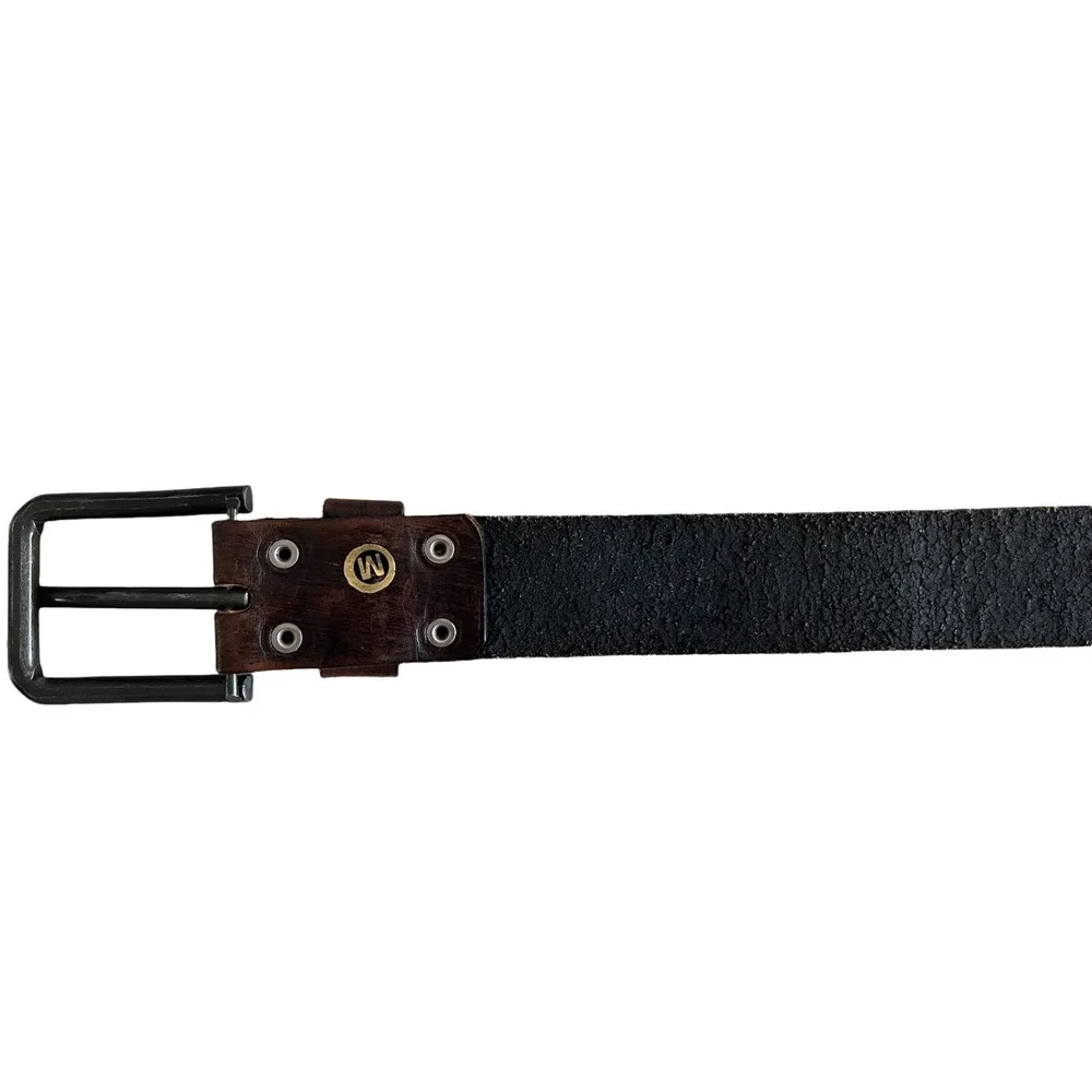 Fiorucci Vintage Kids Brown Leather Red T-Rex  Engraved Logo Belt Size M‎ 24-30